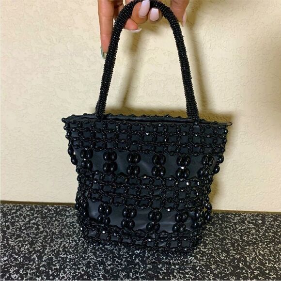 Small Black Beaded Purse - Picture 1 of 4